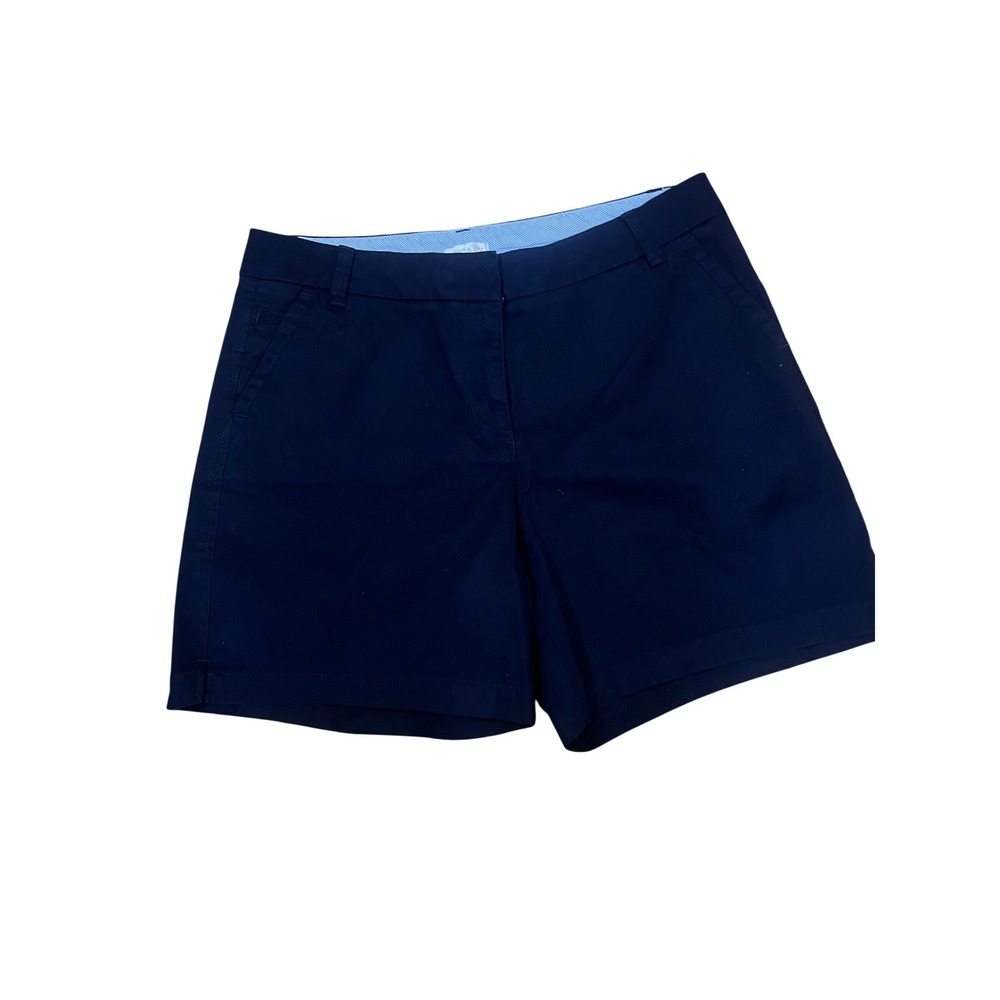 Crown & Ivy Womens Navy Blue Chino Short Size 10 Flat Front Preppy Summer Casual